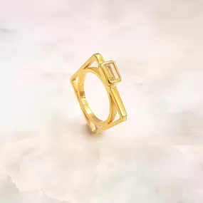 White Topaz Minette Cube Ring