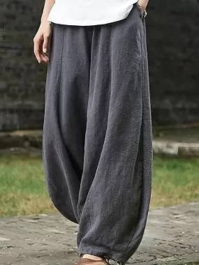 Women's Cotton Wide Leg Gauchos Pants with Pockets