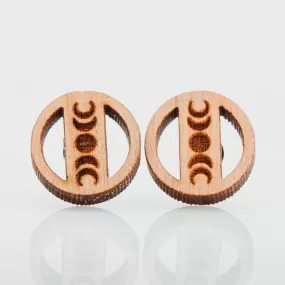 Wood Moon Phase Earrings