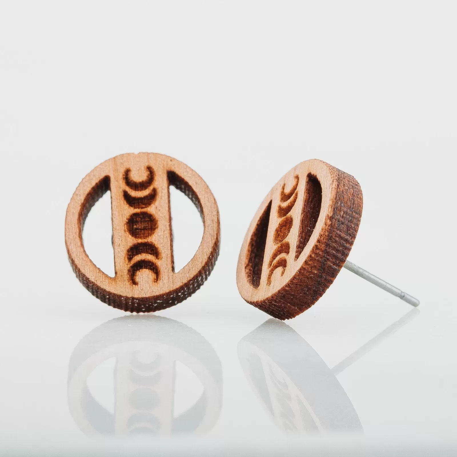 Wood Moon Phase Earrings