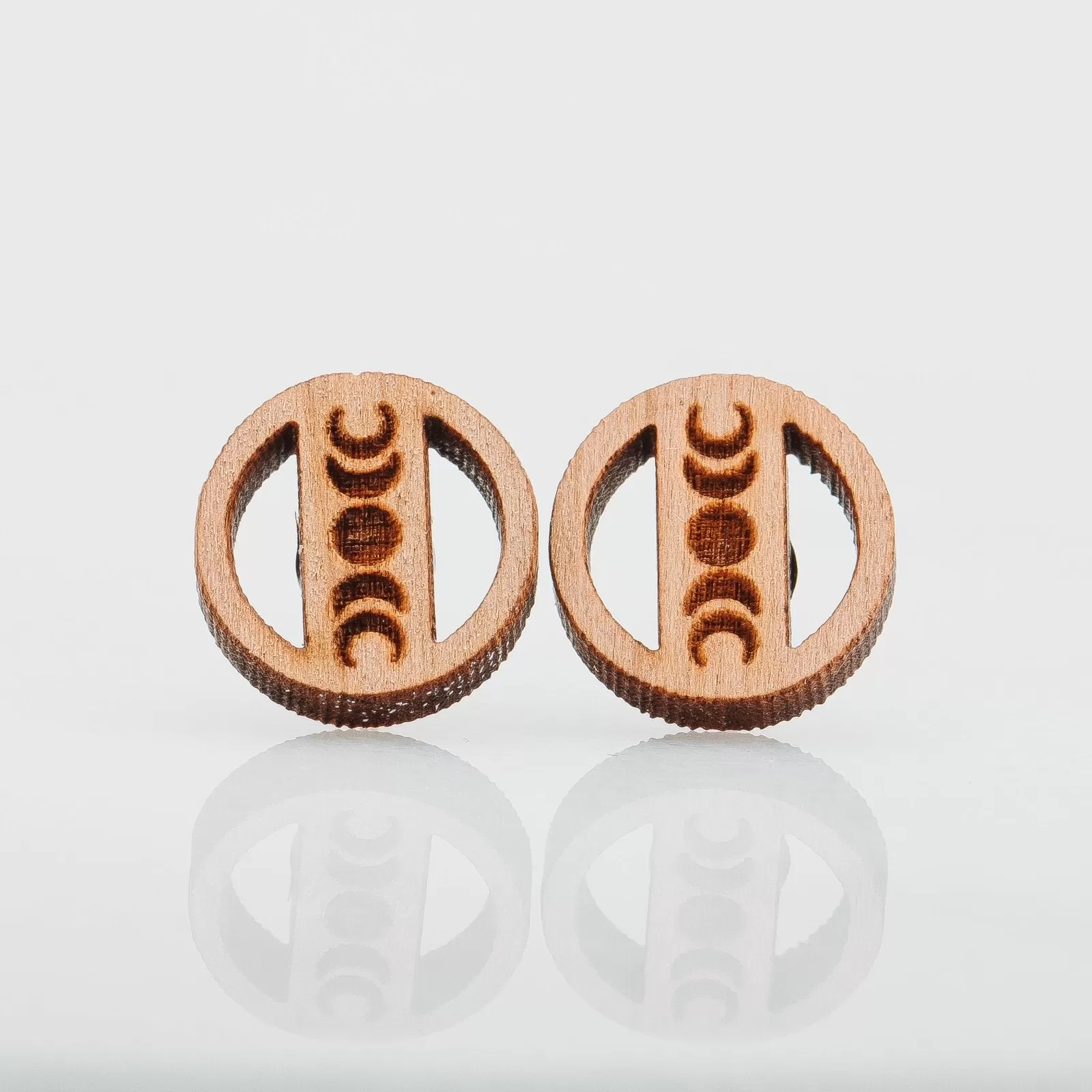 Wood Moon Phase Earrings