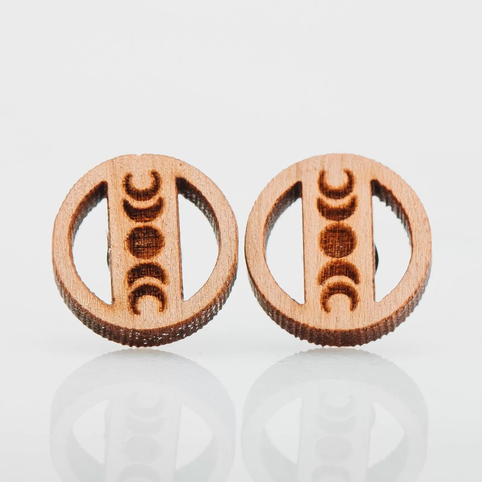 Wood Moon Phase Earrings