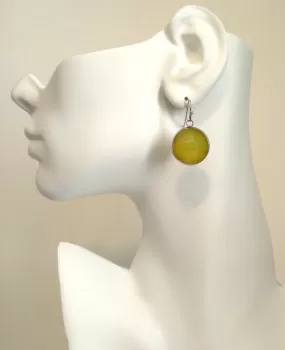 Yellow Agate Single Gem Drop Earrings